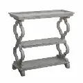 Gray Tray Top Console Table with Quatrefoil End Posts