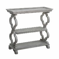 Gray Tray Top Console Table with Quatrefoil End Posts