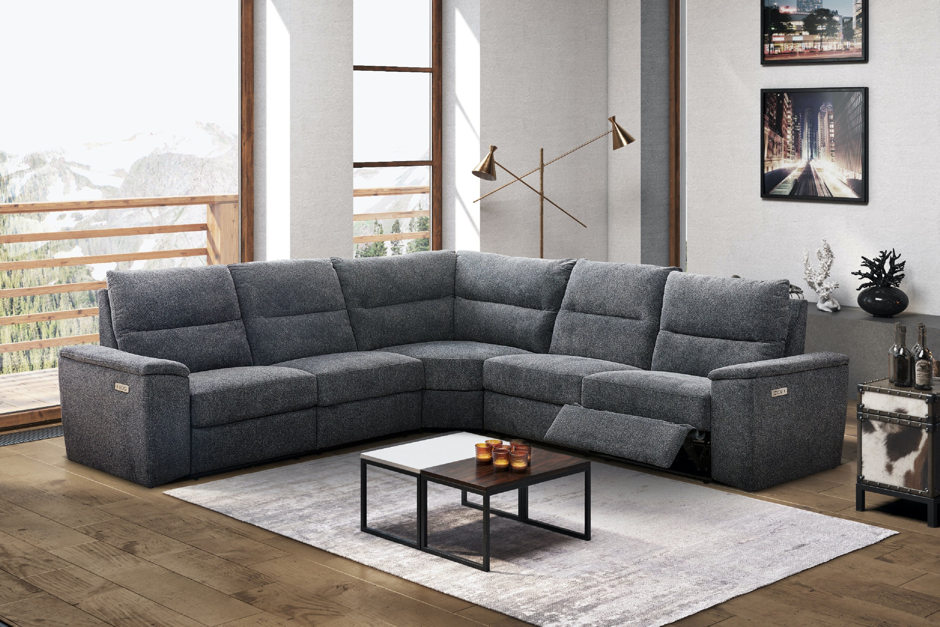 Cush Granite Gray 3 Piece Power Reclining Sectional Sofa-1