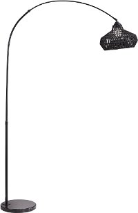 Brushed Nickel Steel Black Arch Floor Lamp with String Shade - Indio