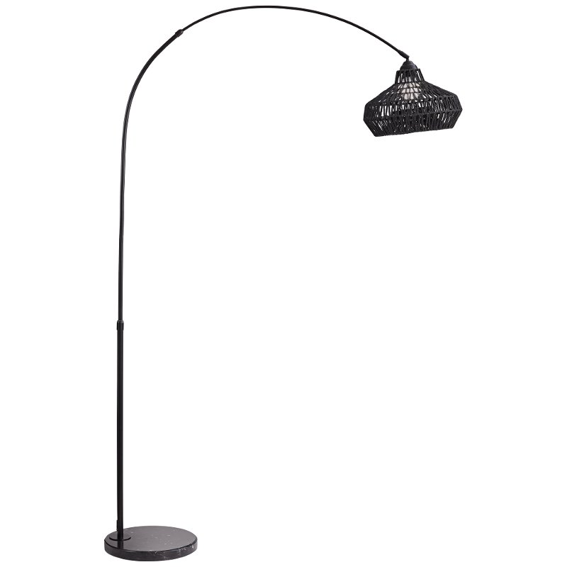 Brushed Nickel Steel Black Arch Floor Lamp With String Shade Indio