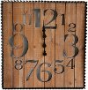 Clearance Square Wood Plank Wall Clock with Metal Border and Numbers