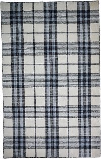 5 x 8 Medium Plaid Ivory and Gray Indoor-Outdoor Rug - Crosby