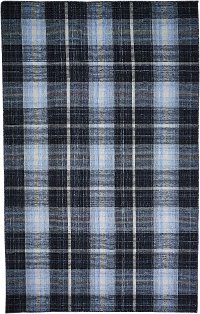 5 x 8 Medium Plaid Gray and Blue Indoor-Outdoor Rug - Crosby
