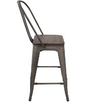 CS-ORHB-AN+E2 Industrial Antique Metal and Espresso Counter Height Stool with Back (Set of 2) - Oregon-2