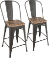 CS-ORHB-GY+BN2 Industrial Gray and Brown Counter Height Stool with Back (Set of 2) - Oregon
