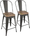 CS-ORHB GY+BN2 Industrial Gray and Brown Counter Height Stool with Back (Set of 2) - Oregon