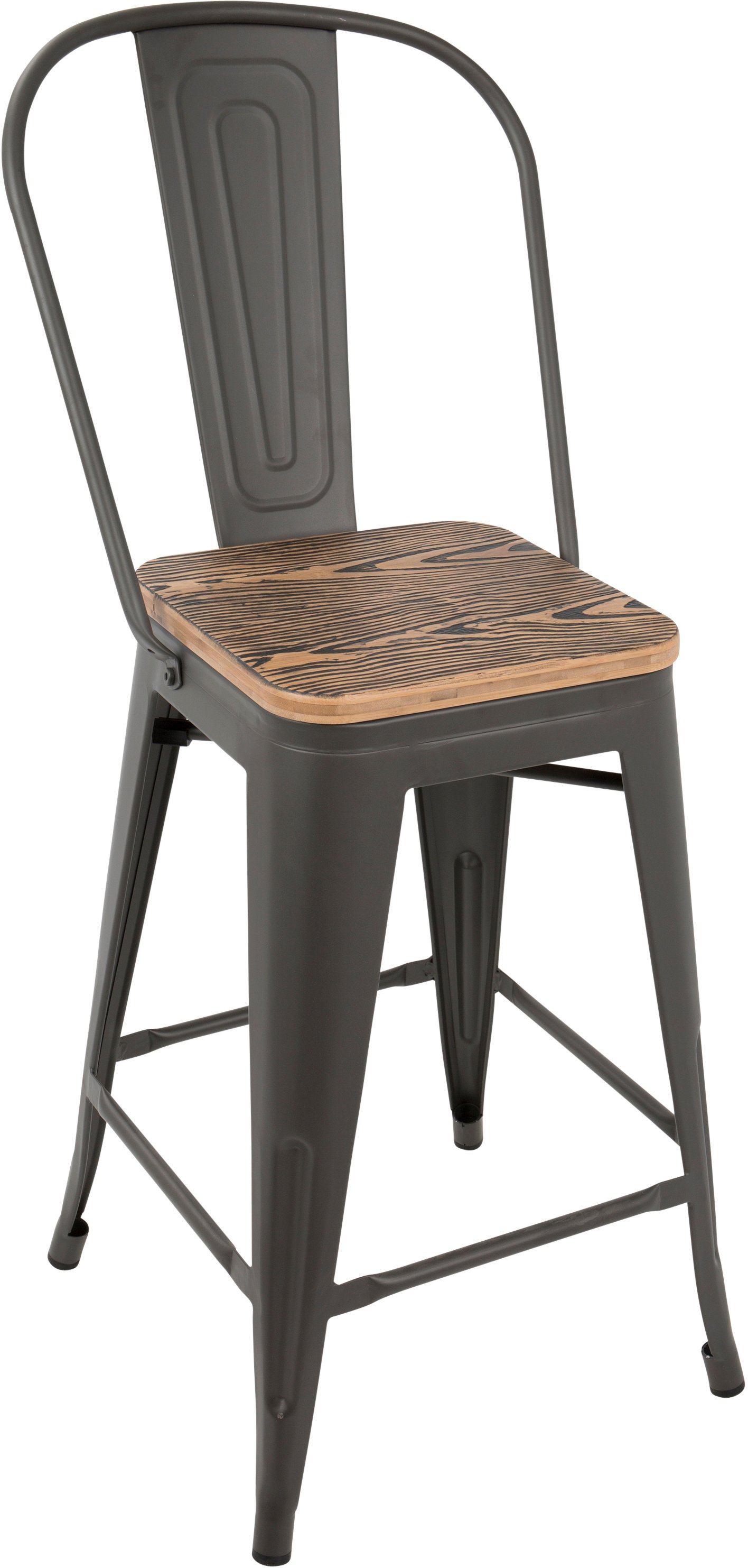 CS-ORHB-GY+BN2 Industrial Gray and Brown Counter Height Stool with Back (Set of 2) - Oregon-2