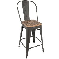 CS-ORHB-GY+BN2 Industrial Gray and Brown Counter Height Stool with Back (Set of 2) - Oregon-2