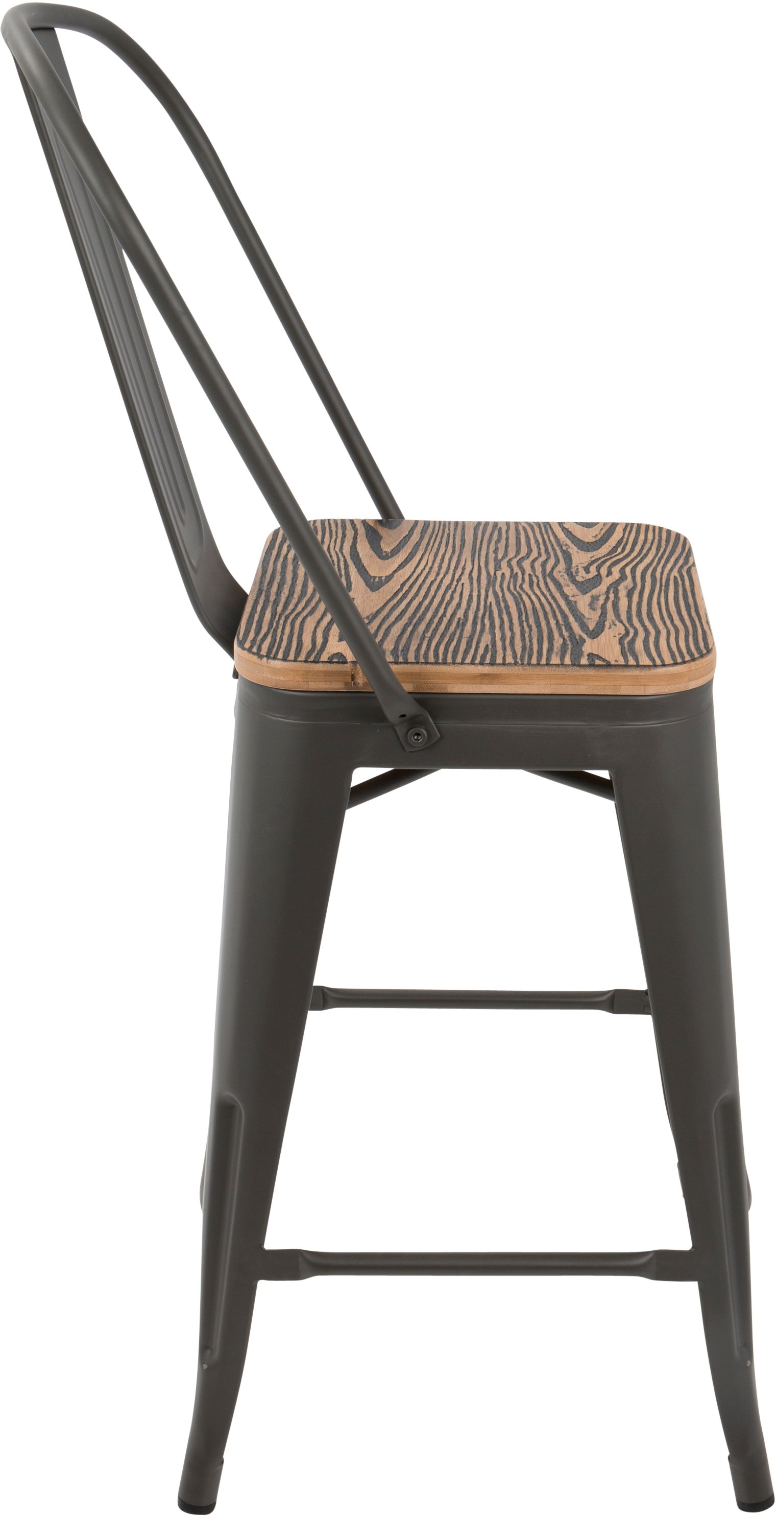 CS-ORHB-GY+BN2 Industrial Gray and Brown Counter Height Stool with Back (Set of 2) - Oregon-3