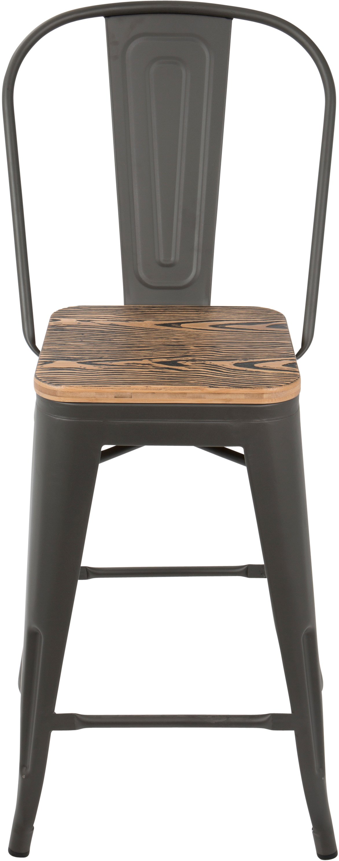 CS-ORHB-GY+BN2 Industrial Gray and Brown Counter Height Stool with Back (Set of 2) - Oregon-6