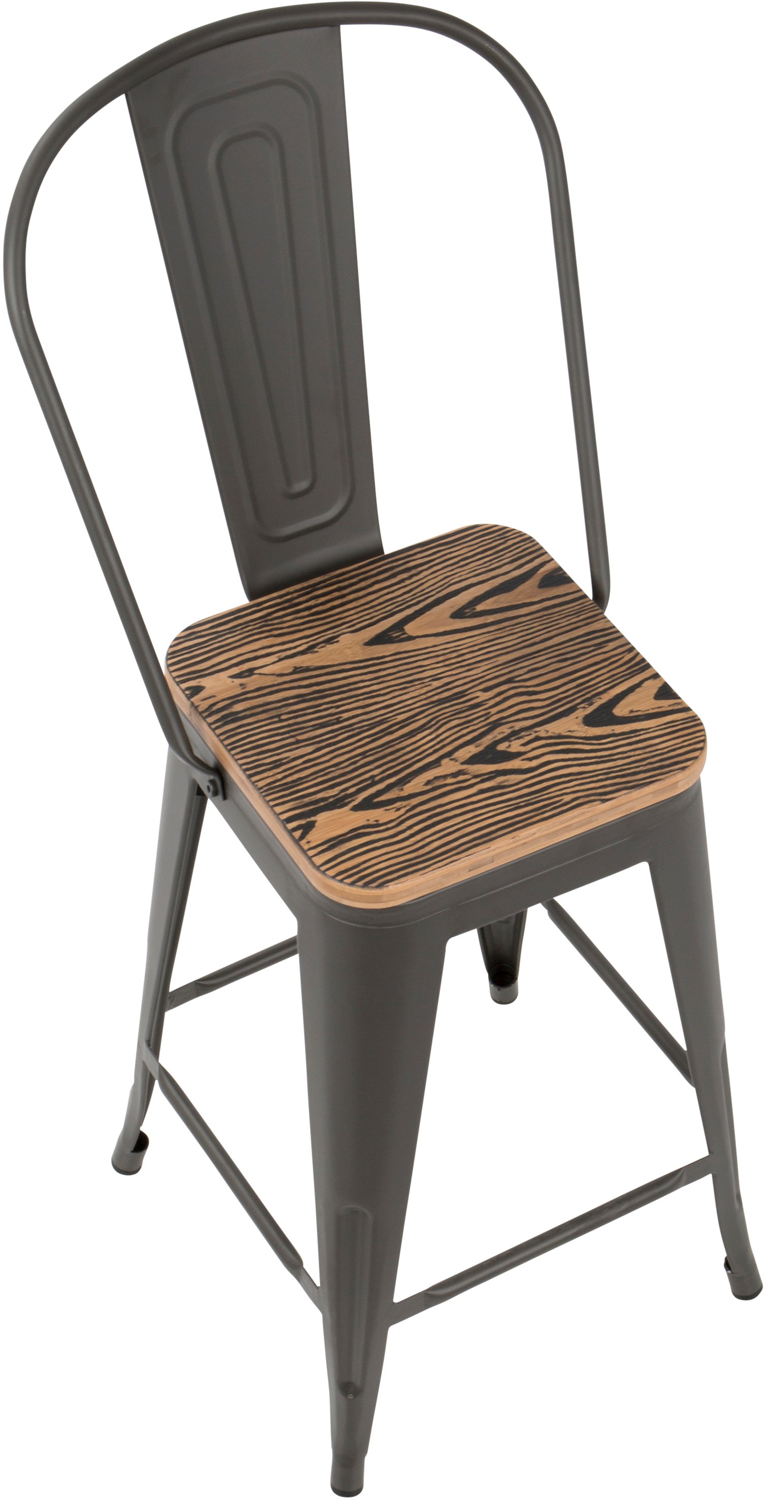 CS-ORHB-GY+BN2 Industrial Gray and Brown Counter Height Stool with Back (Set of 2) - Oregon-7