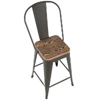 CS-ORHB-GY+BN2 Industrial Gray and Brown Counter Height Stool with Back (Set of 2) - Oregon-7