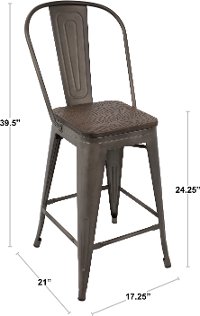 CS-ORHB-GY+BN2 Industrial Gray and Brown Counter Height Stool with Back (Set of 2) - Oregon-8
