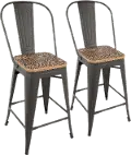 CS-ORHB GY+BN2 Oregon Gray and Brown Counter Height Stool, Set of 2