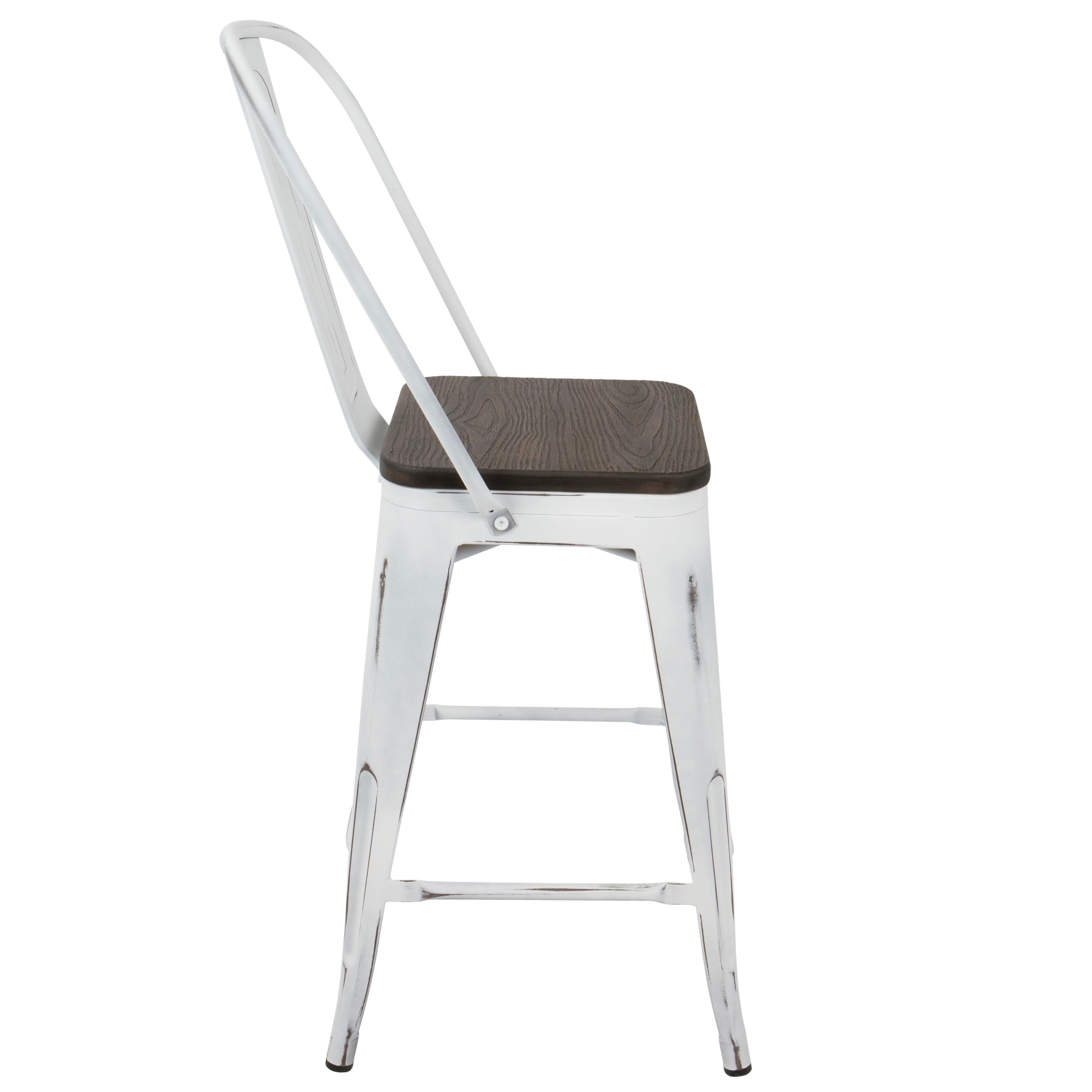 CS-ORHB-VW+E2 Industrial White and Espresso Counter Height Stool with Back (Set of 2) - Oregon-2