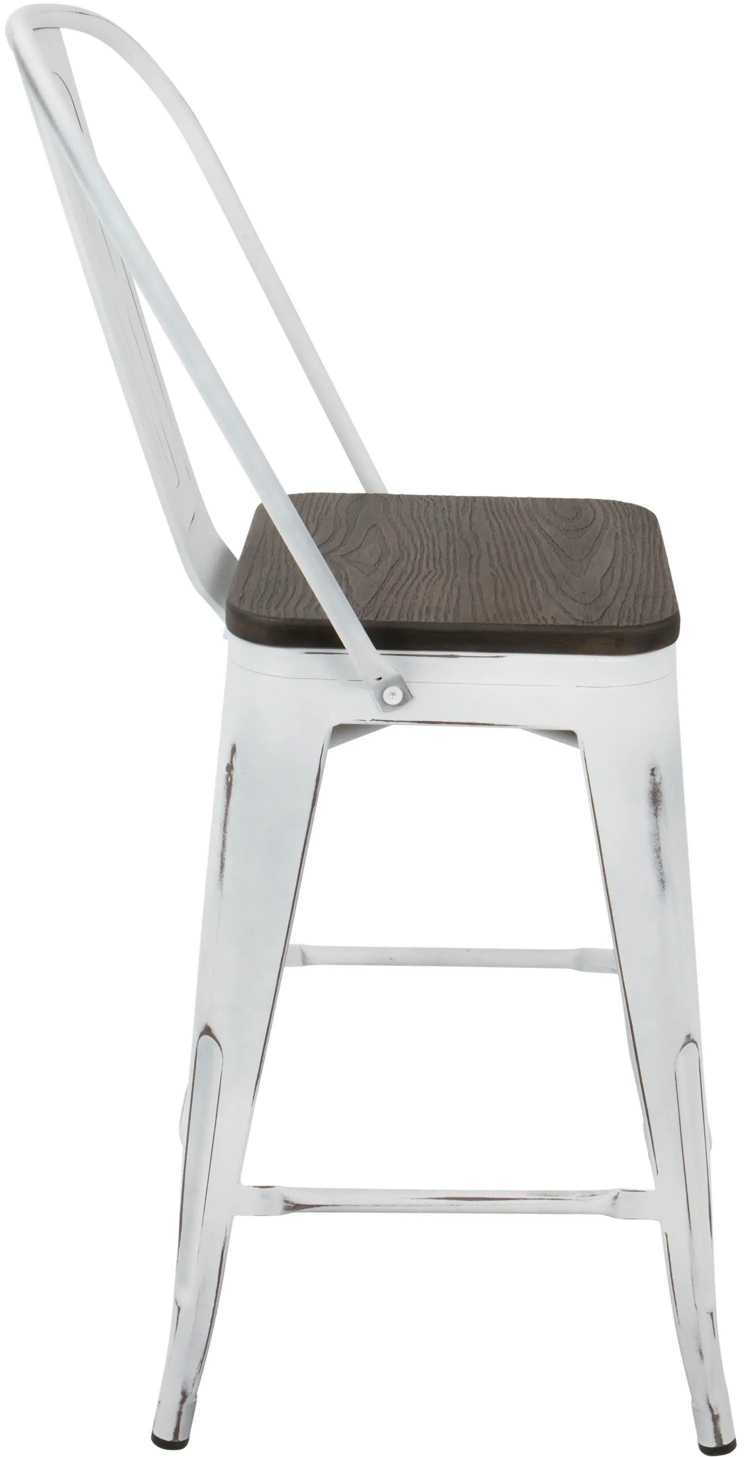 CS-ORHB-VW+E2 Industrial White and Espresso Counter Height Stool with Back (Set of 2) - Oregon-2