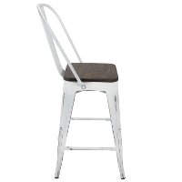 CS-ORHB-VW+E2 Industrial White and Espresso Counter Height Stool with Back (Set of 2) - Oregon-2