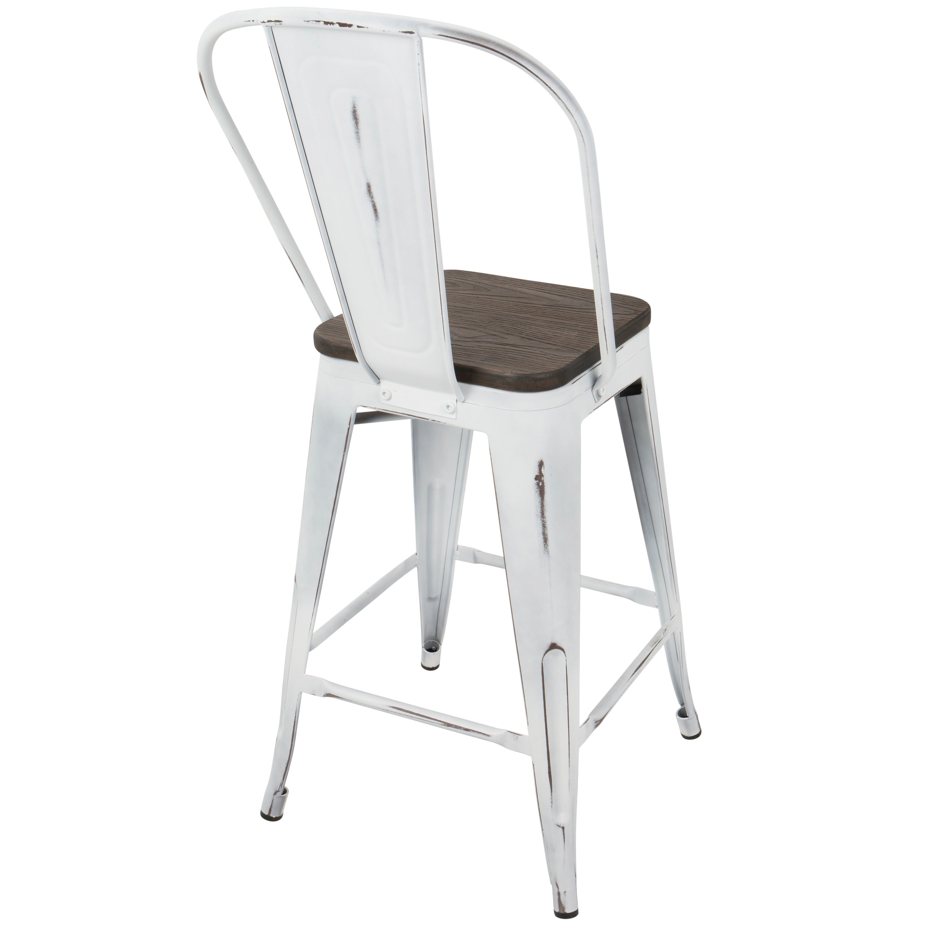 CS-ORHB-VW+E2 Industrial White and Espresso Counter Height Stool with Back (Set of 2) - Oregon-3