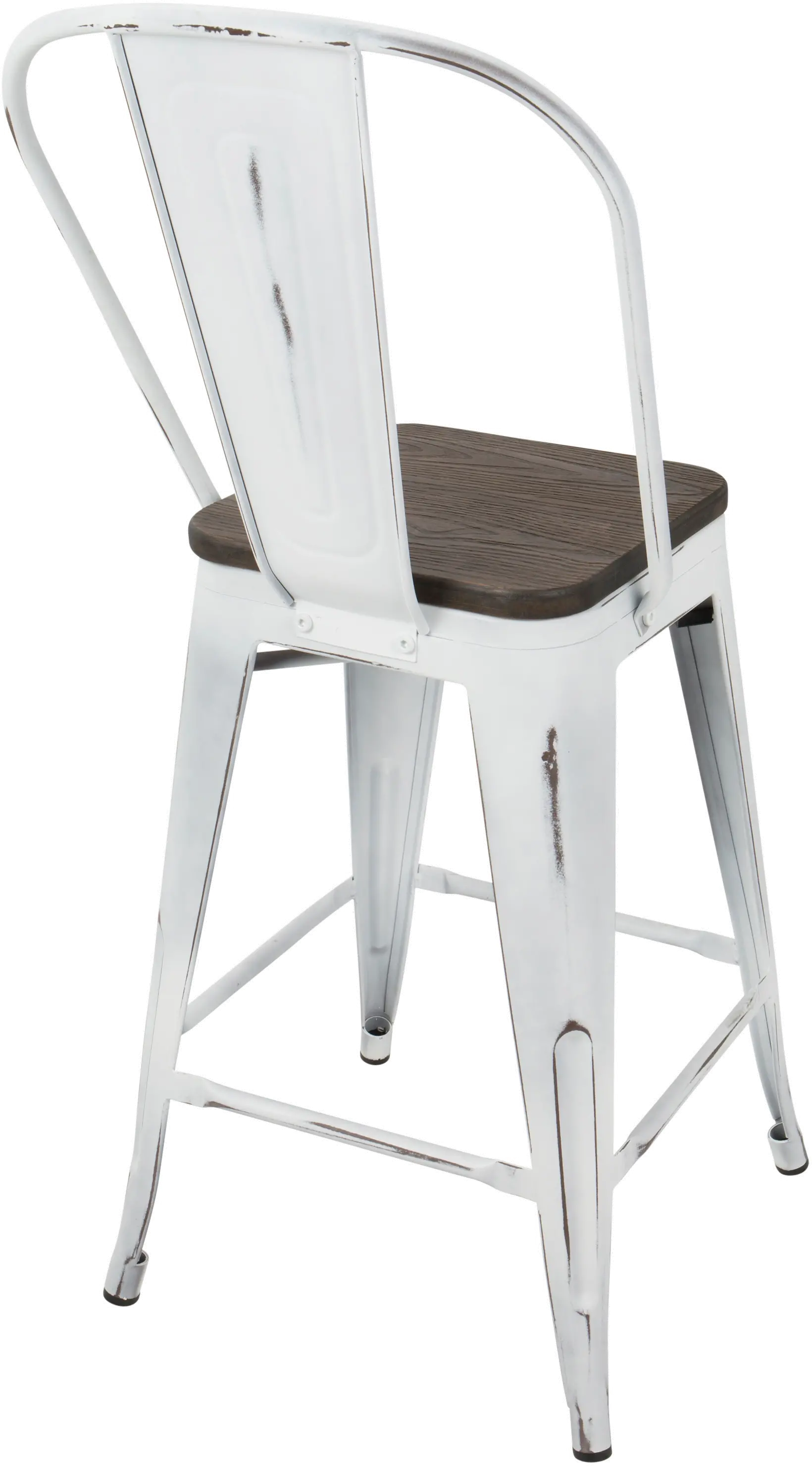 CS-ORHB-VW+E2 Industrial White and Espresso Counter Height Stool with Back (Set of 2) - Oregon-3