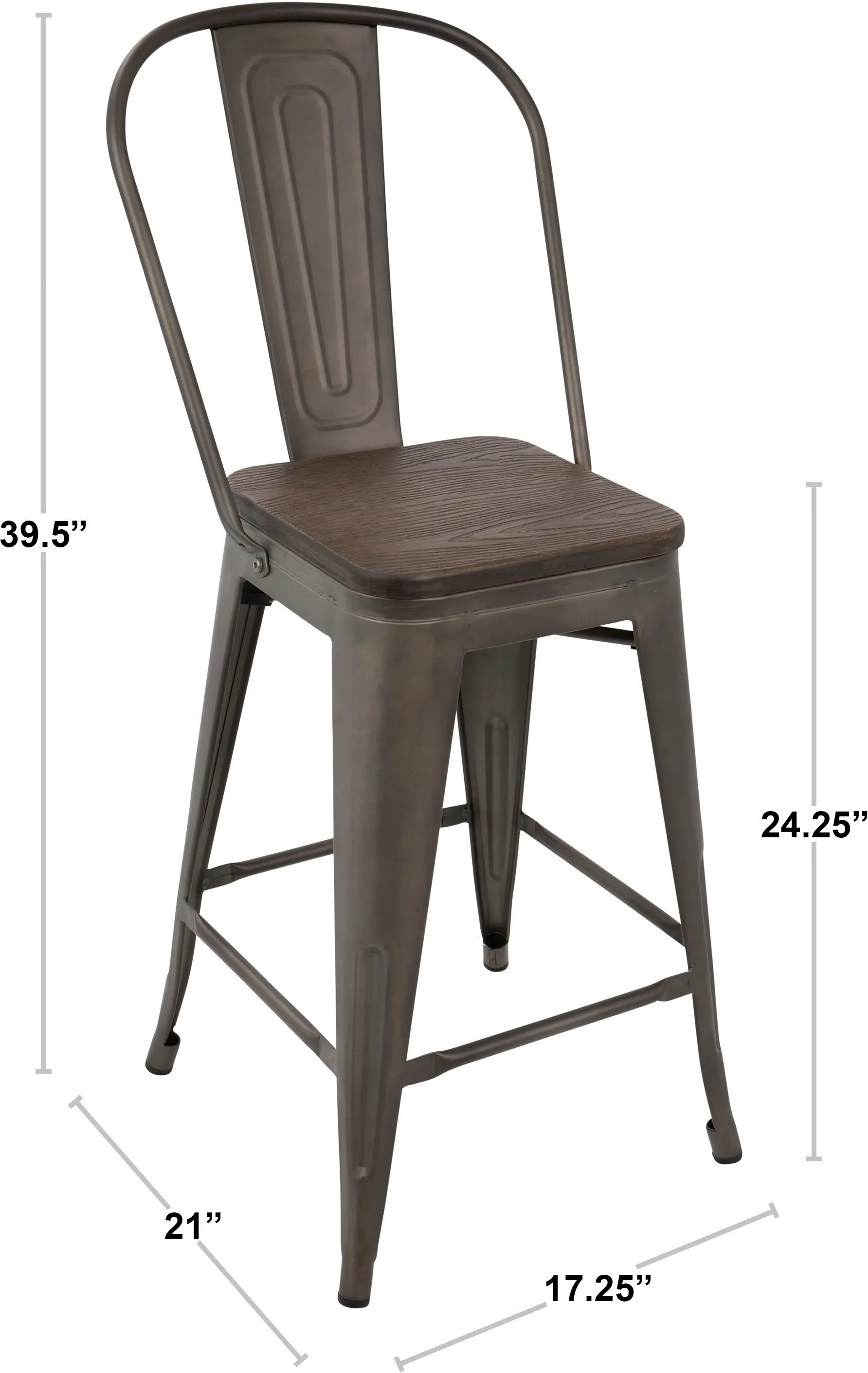 CS-ORHB-VW+E2 Industrial White and Espresso Counter Height Stool with Back (Set of 2) - Oregon-4