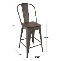 CS-ORHB-VW+E2 Industrial White and Espresso Counter Height Stool with Back (Set of 2) - Oregon-4