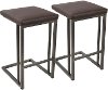 CS-RMN-AN+E2 Industrial Antique Metal and Brown 26 Inch Counter Height Stool (Set of 2) - Roman