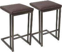 CS-RMN-AN+E2 Industrial Antique Metal and Brown 26 Inch Counter Height Stool (Set of 2) - Roman