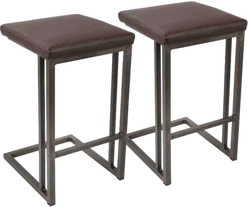 Industrial Antique Metal And Brown 26, 26 Inch Counter Height Bar Stools