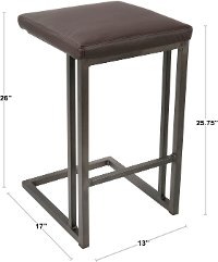 CS-RMN-AN+E2 Industrial Antique Metal and Brown 26 Inch Counter Height Stool (Set of 2) - Roman-4