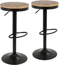 BS-TW-DAK-BK2 Black and Brown Round Adjustable Bar Stool (Set of 2) - Dakota