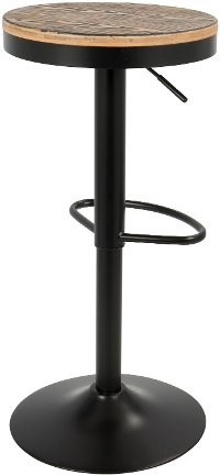 BS-TW-DAK-BK2 Black and Brown Round Adjustable Bar Stool (Set of 2) - Dakota-3