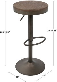 BS-TW-DAK-BK2 Black and Brown Round Adjustable Bar Stool (Set of 2) - Dakota-4