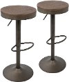BS-DAK-AN+BN2 Antique Brown Round Adjustable Bar Stool (Set of 2) - Dakota