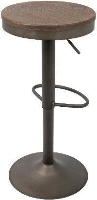 BS-DAK-AN+BN2 Antique Brown Round Adjustable Bar Stool (Set of 2) - Dakota-4