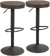 BS-DAK-GY+BN2 Gray and Brown Round Adjustable Bar Stool (Set of 2) - Dakota