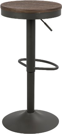 BS-DAK-GY+BN2 Gray and Brown Round Adjustable Bar Stool (Set of 2) - Dakota-2