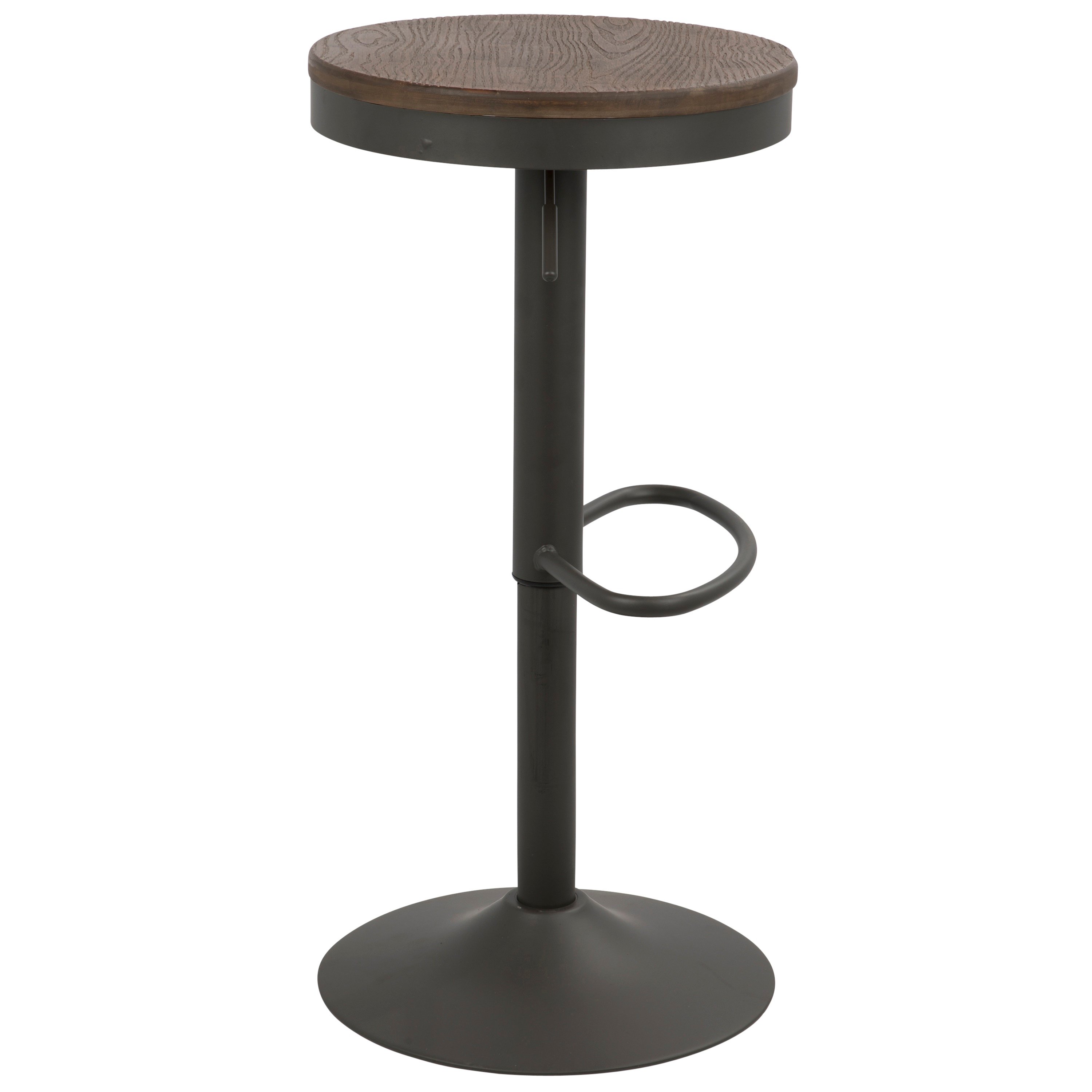 BS-DAK-GY+BN2 Gray and Brown Round Adjustable Bar Stool (Set of 2) - Dakota-4