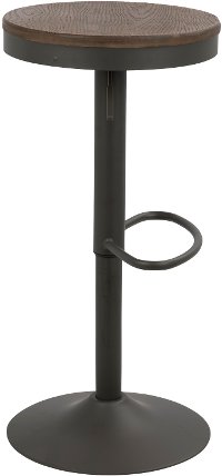 BS-DAK-GY+BN2 Gray and Brown Round Adjustable Bar Stool (Set of 2) - Dakota-4