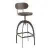 BS-DAKMB-ANE Antique Metal and Espresso Adjustable Bar Stool with Back - Dakota