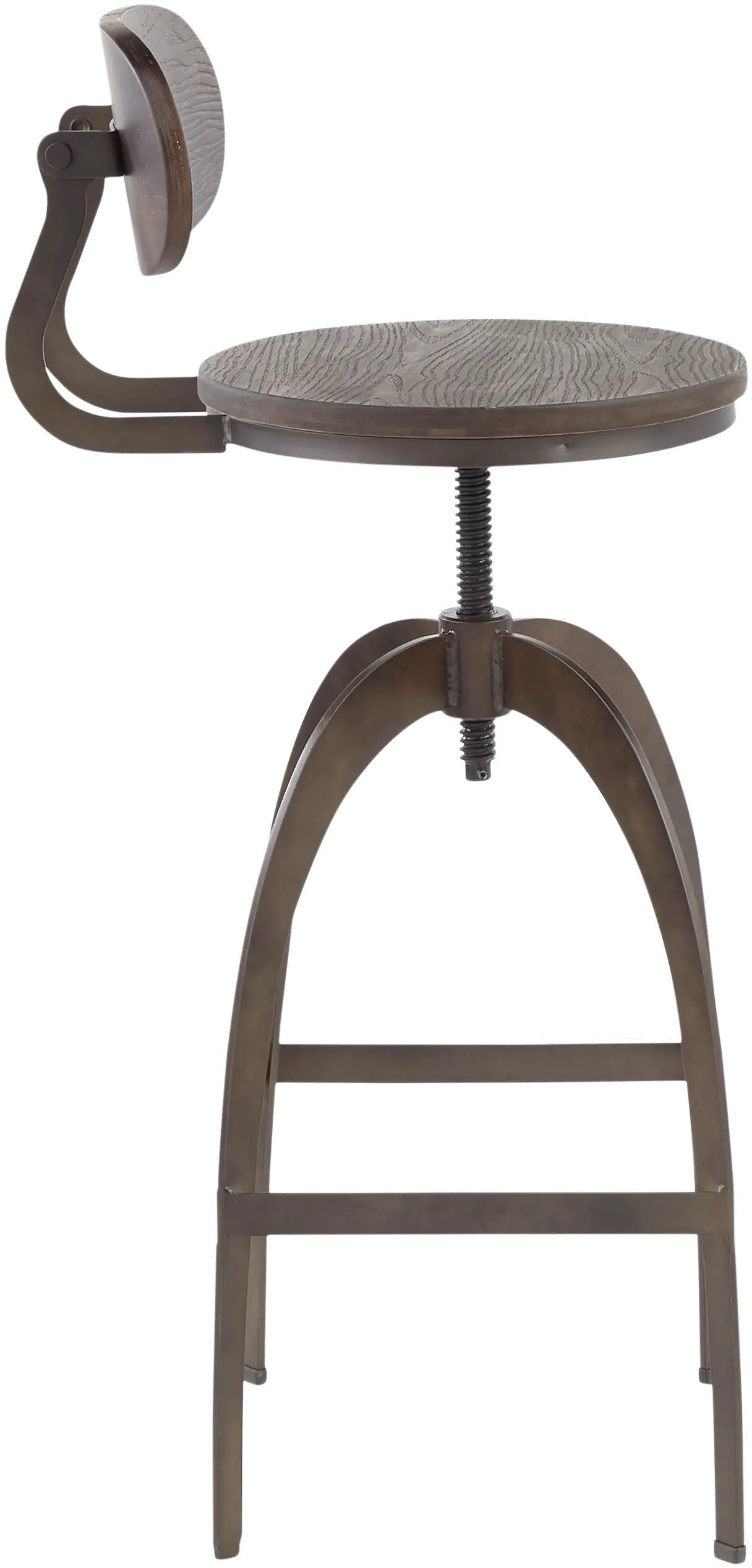 BS-DAKMB-ANE Antique Metal and Espresso Adjustable Bar Stool with Back - Dakota-2