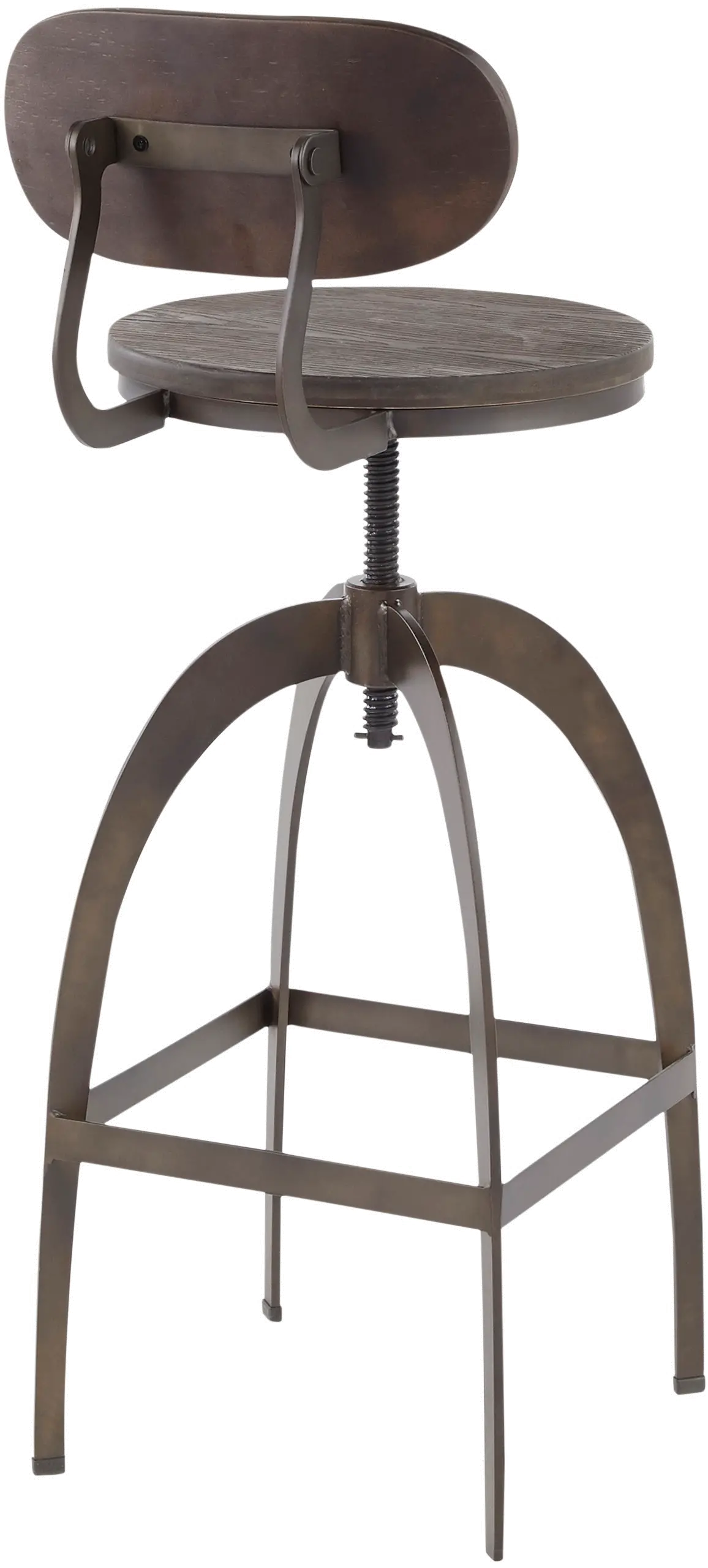 BS-DAKMB-ANE Antique Metal and Espresso Adjustable Bar Stool with Back - Dakota-3