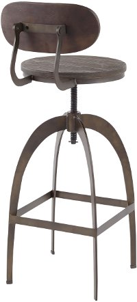 BS-DAKMB-ANE Antique Metal and Espresso Adjustable Bar Stool with Back - Dakota-3
