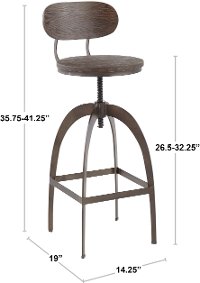 BS-DAKMB-ANE Antique Metal and Espresso Adjustable Bar Stool with Back - Dakota-4