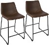 B26-DUKZ-BK+E2 Brown and Black 26 Inch Counter Height Stool (Set of 2) - Duke