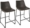 B26-DUKZ-BK+GY2 Black and Gray 26 Inch Counter Height Stool (Set of 2) - Duke