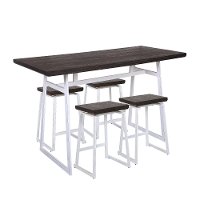 C-GEO5-VW+E Industrial White and Brown 5 Piece Counter Height Dining Set - Geo