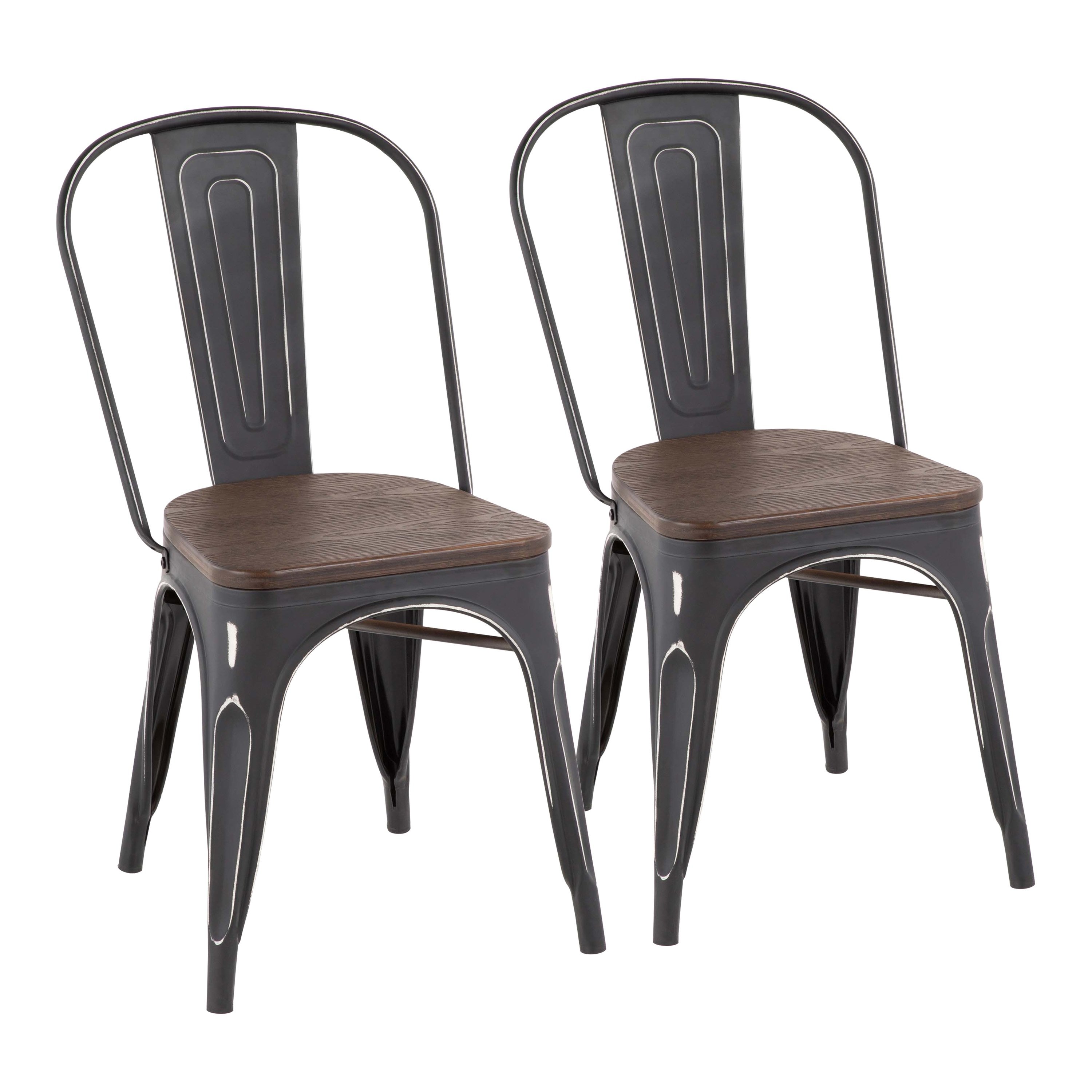 DC-OR-VBK+E2 Farmhouse Black and Brown Dining Room Chair (Set of 2) - Oregon-1