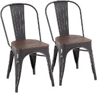 DC-OR-VBK+E2 Farmhouse Black and Brown Dining Room Chair (Set of 2) - Oregon