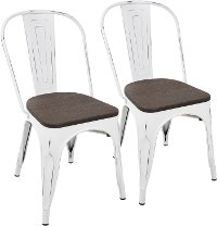 DC-OR-VW+E2 Farmhouse White and Brown Dining Room Chair (Set of 2) - Oregon